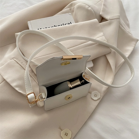 Mini Bolso Bandolera Mujer Cuero PU Estampado Cereza Pequeño Cuadrado Moda Solapa Cartera Decoración Metal Dorado Correa Ajustable