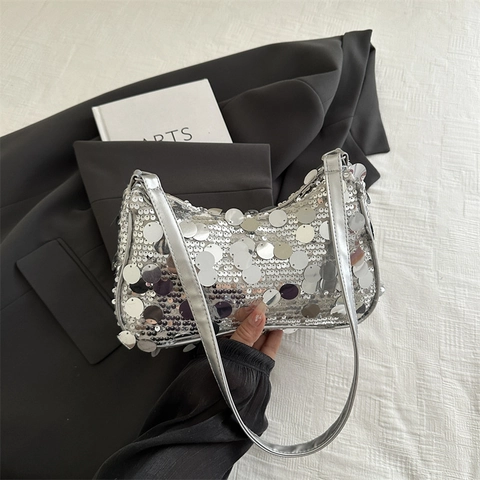 Funkelnde Pailletten Achseltasche Glänzende Mode Hobo Schultertasche Für Damen Party Y2K Stil Reißverschluss