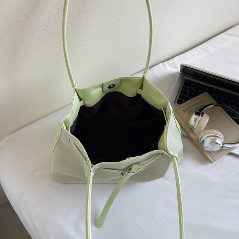 Tote Bag Mit Webstruktur Große Kapazität PU Leder Eimertasche Mit Ziergürtel Für Damen Schicker Alltag