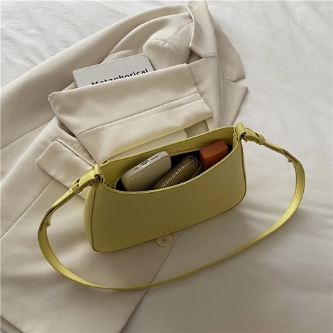 Bolso Hobo Cuero PU Correa Ajustable Hombro Axila Cruzado Color Sólido Letras Moda Vintage Para Mujeres Casual