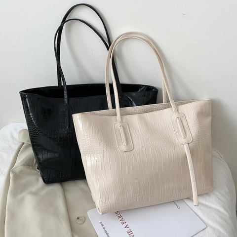 Damen Mode Krokodil Muster Tote Bag Große Kapazität PU Leder Schulter Handtasche Für Büro Alltag Pendeln