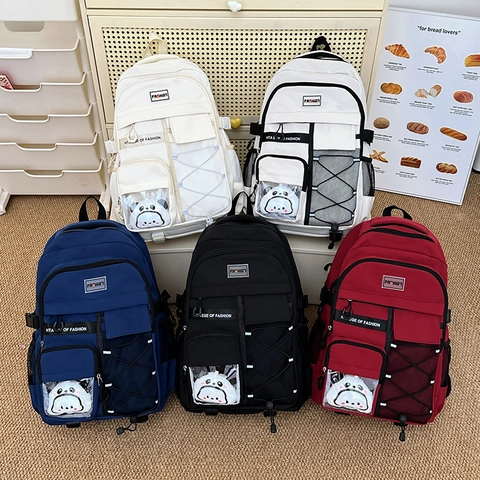 Zaino Scuola Per Studenti Grande Capacità Nylon Impermeabile Grande Scomparto Laptop Tasche Multiple Tendenza Viaggio College