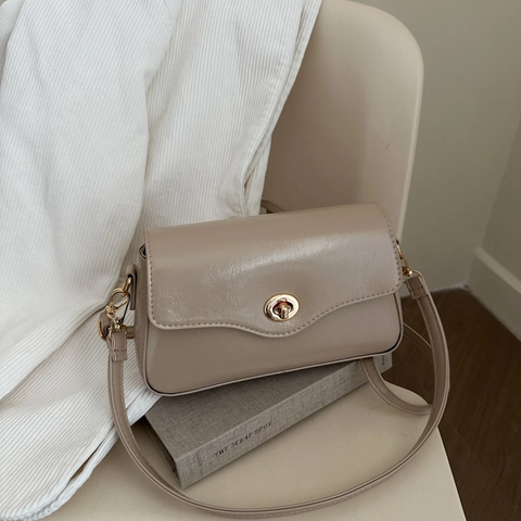 Borsa a Tracolla Piccola Quadrata da Donna in Pelle PU Chiusura a Girello Minimalista Moda Versatile Borsa da Giorno