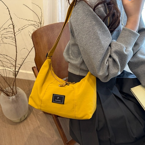 FANYISSA Women Casual Nylon Dumpling Bag Solid Color Crossbody Shoulder Bag With Adjustable Strap For Daily Travel