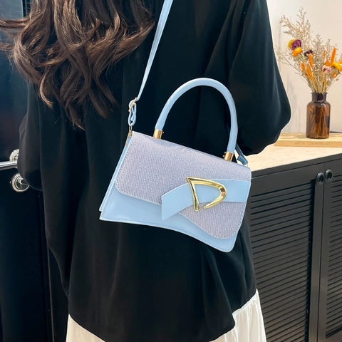 Borsa Da Donna In Pelle PU Patchwork Intrecciato Fibbia In Metallo Fondo Curvo Vintage Pendolare Borsa A Tracolla