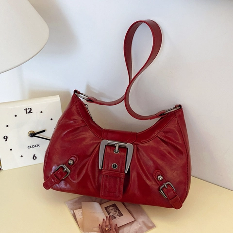 Borsa a Tracolla Sotto l'Ascella Plissettata Vintage per Donna Grande Capacità Effetto Usurato Stile Moto in Pelle PU Casual Quotidiana
