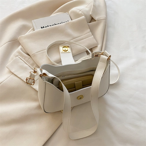 Women Shoulder Bag PU Leather Square Pyramid Stud Magnetic Snap Crescent Hobo Underarm Handbag Adjustable Strap