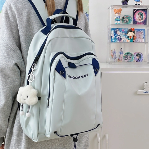 Zaino Casual Di Moda Nylon Impermeabile Borsa Scuola Per Studenti Viaggio All'aperto Borsa Per Laptop Con Ciondolo Nuvola