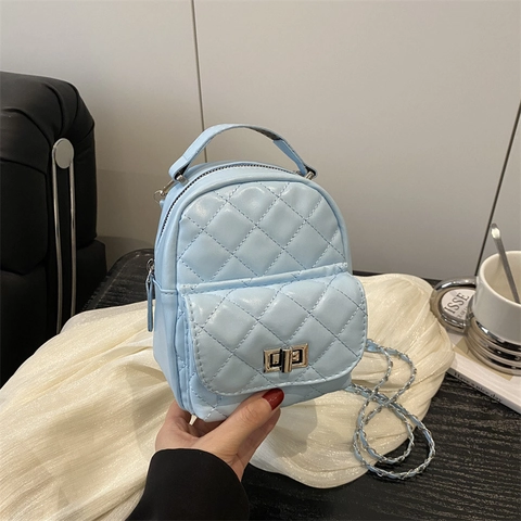 Mini Zaino Donna Pelle PU Trapuntata Tracolla Catena Piccola Borsa A Tracolla Moda Versatile Casual Elegante