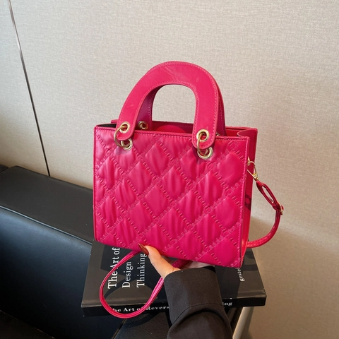 Sac à Épaule Matelassé en Cuir PU de Luxe pour Femmes Sac à Main Mode Motif Losange Grande Capacité pour Quotidien