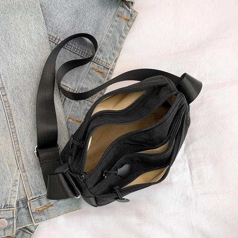 Borsa Tracolla Nylon Leggero Multicomparto Idrorepellente Borsa Spalla Casual Stile Semplice Con Tracolla Larga Regolabile