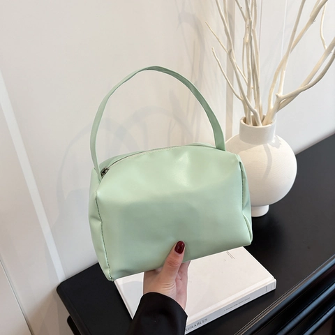 Bolso de Mano Cuadrado de Cuero PU para Mujer con Colgante de Lazo de Perla Artificial Bolso de Hombro Casual con Cremallera