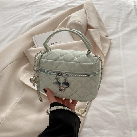 Mini Sac Bandoulière Matelassé Pour Femmes Chic Sac À Main En Cuir PU Avec Bandoulière Chaîne Et Charme Floral