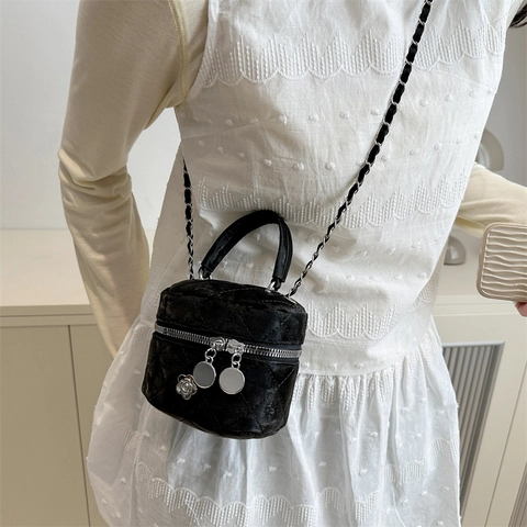 Mini Sac Bandoulière Matelassé Pour Femmes Chic Sac À Main En Cuir PU Avec Bandoulière Chaîne Et Charme Floral