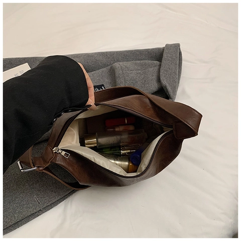 Grand Sac Cabas Vintage Pour Femme Cuir PU Style Hobo Souple Sac Bandoulière Fourre-Tout Décontracté Pour Le Travail