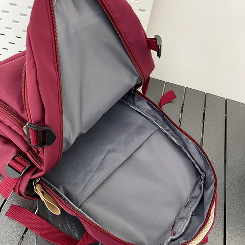 Sac à Dos Scolaire en Nylon Grande Capacité Pour Lycéens Unisexe Couleur Unie Sac de Voyage Pour Ordinateur 14 Pouces