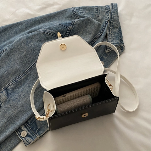 Borsa A Mano E Tracolla Da Donna Pelle PU Contrasto Piccola Borsa Quadrata Retrò Con Manico E Tracolla Regolabile Oro