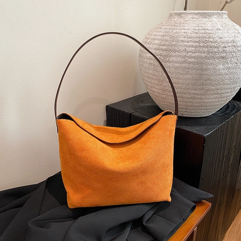 Minimalistische Schoudertas Met Suède Textuur Vintage Corduroy Tote Grote Capaciteit Commuter Hobo Handtas Voor Dames