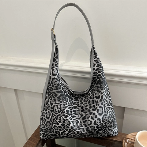 Sac Fourre-Tout Femme Imprimé Léopard Grande Capacité Style Rue Tendance Cuir PU Sac à Épaule Hobo pour Shopping Voyage Quotidien