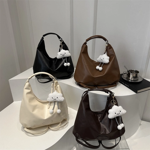 Sac À Épaule Hobo Grande Capacité Cuir PU Fourre-Tout Demi-Lune Pour Femmes Minimaliste Avec Charme De Nuage