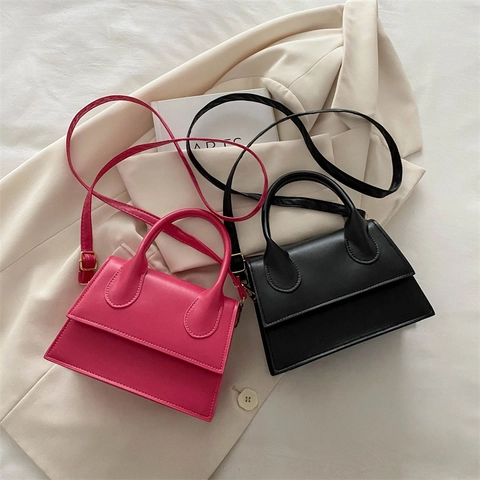 Women Mini Trapezoid Handbag PU Leather Top Handle Retro Trendy Shoulder Crossbody Bag With Adjustable Strap Magnetic Flap