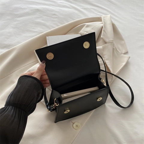 Women Mini Trapezoid Handbag PU Leather Top Handle Retro Trendy Shoulder Crossbody Bag With Adjustable Strap Magnetic Flap