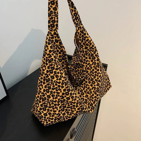 Hobo Tas Met Luipaardprint Grote Capaciteit Stoffen Schoudertas Modieuze Okseltas Voor Dames
