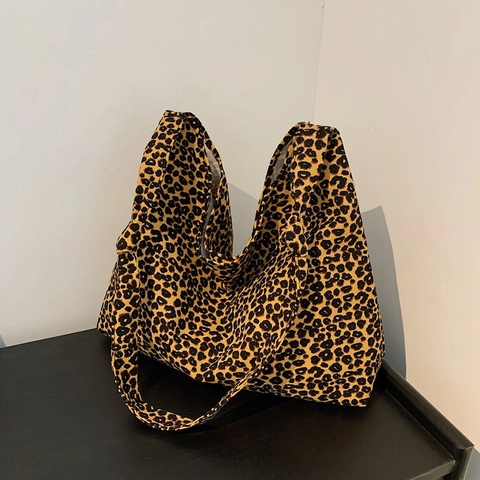 Hobo Tas Met Luipaardprint Grote Capaciteit Stoffen Schoudertas Modieuze Okseltas Voor Dames