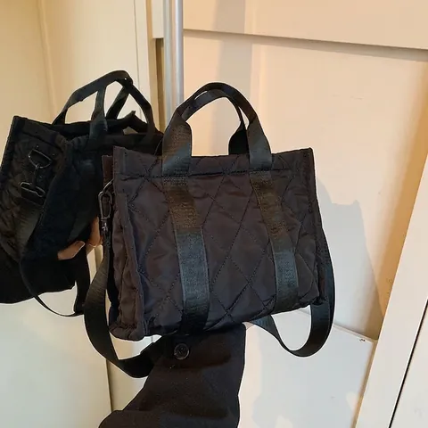 Dames Gewatteerde Nylon Tote Tas Grote Capaciteit Lichtgewicht Gewatteerde Crossbody Tas Met Afneembare Schouderriem Herfst Winter