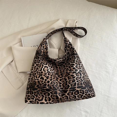 Leopard Print Große Kapazität Tragetasche Cord Schulter Hobo Handtasche Mode Casual Stilvolle Für Frauen