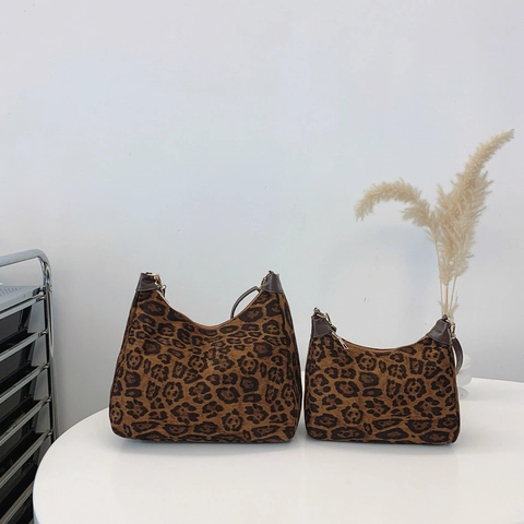 Borsa A Spalla Hobo Vintage Con Stampa Leopardata Catena In Metallo Shopping Bag Moda Retrò Da Donna Quotidiana