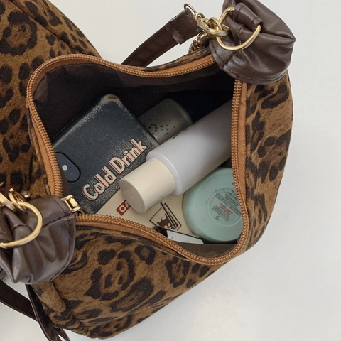 Vintage Hobo Tas Met Luipaardprint Voor Dames Schoudertas Met Grote Capaciteit Met Gouden Metalen Ketting En Verstelbare PU Leren Riem
