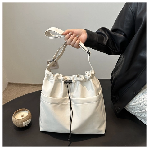 Borsa A Tracolla Da Donna In Tessuto Oxford Grande Capacità Borsa A Secchiello Con Coulisse Borsa A Spalla Casual