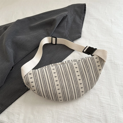 Marsupio In Maglia Retrò Motivo A Righe Borsa Da Petto A Mezzaluna Per Donna Tracolla In Tela Regolabile Casual