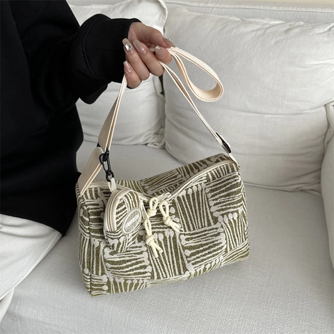 Borsa A Tracolla In Tela Jacquard Geometrica Con Portamonete Rotondo Tracolla Regolabile Borsa Casual Per Donna
