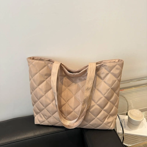 Grote Capaciteit Gewatteerde Tote Tas Lichtgewicht Gewatteerde Schoudertas Chique Handtas Met Diamantpatroon Voor Dames Kantoor