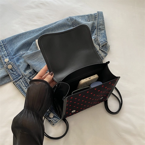 Mini Mochila De Lona Estampado De Corazón Lunares Lazo Decoración Retro Escuela Bolso Para Mujeres Niñas