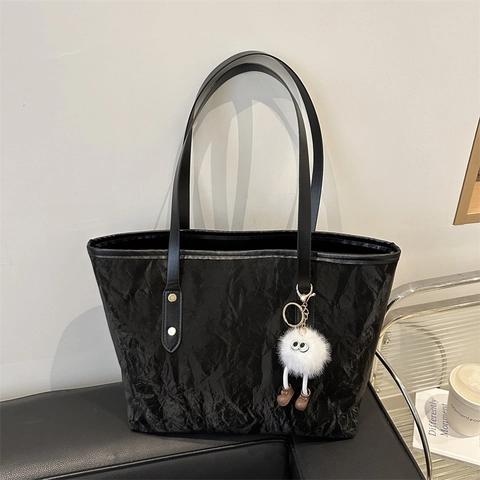 Borsa Tote Texture Crespata Grande Capacità Borsa A Spalla Minimalista Per Donna Moda Borsa Pendolare Pieghettata Versatile