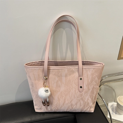 Borsa Tote Texture Crespata Grande Capacità Borsa A Spalla Minimalista Per Donna Moda Borsa Pendolare Pieghettata Versatile