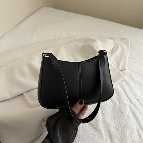 Borsa a Spalla Baguette Minimalista in Pelle PU Donna Borsa Sotto l'Ascella Con Cuciture Verticali Borsa a Mano Moda Retrò