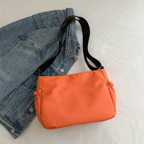 Bolso Bandolera De Nylon Gran Capacidad Color Sólido Casual Correa Ancha Ajustable Moda Coreana