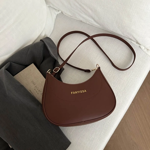 Bolso Bandolera Media Luna Mujer Cuero PU Elegante Retro Bolso De Hombro Moda Uso Diario
