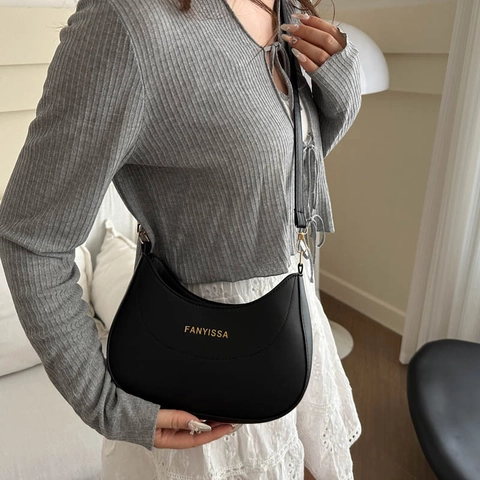 Minimalist Crescent Underarm Bag PU Leather Chic French Style Hobo Shoulder Purse For Women Daily Accessory