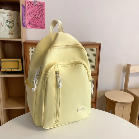 Zaino Da Donna Nylon Grande Capacità Impermeabile Borsa Scuola Giapponese Tasche Multiple Studenti Semplice