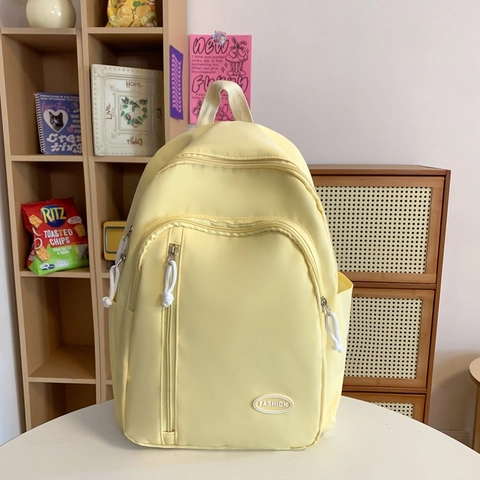 Zaino Da Donna Nylon Grande Capacità Impermeabile Borsa Scuola Giapponese Tasche Multiple Studenti Semplice