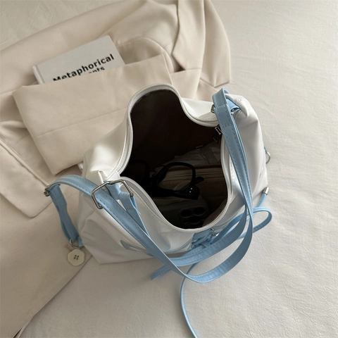 Women PU Leather Butterfly Patch Shoulder Underarm Bag Y2K Sweet Cool Style Hobo Tote For Daily Commuting
