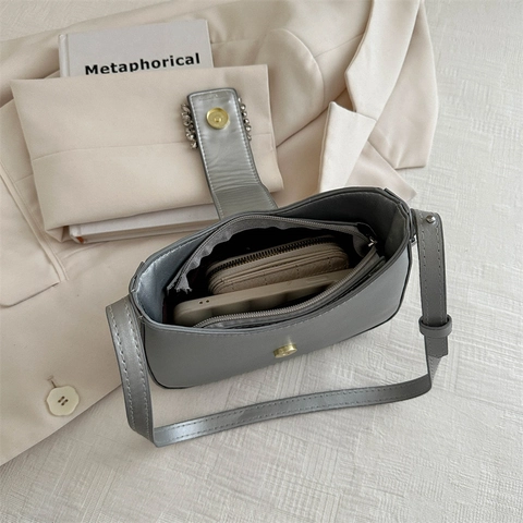 Elegante Dames Okseltas Baguette Tas PU Leer Chic Grote Vierkante Strass Gesp Glamoureuze Schoudertas
