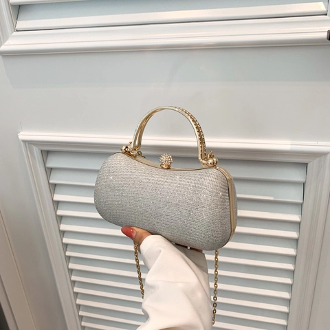 Elegante Abendtasche Mit Glitzer Pailletten Metallgriff Strassverschluss Formelle Hochzeit Party Umhängetasche Für Damen