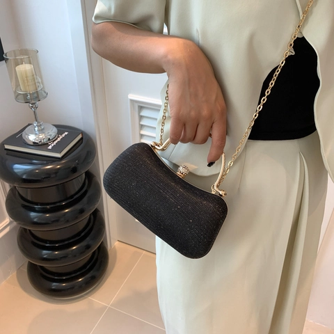 Elegante Abendtasche Mit Glitzer Pailletten Metallgriff Strassverschluss Formelle Hochzeit Party Umhängetasche Für Damen
