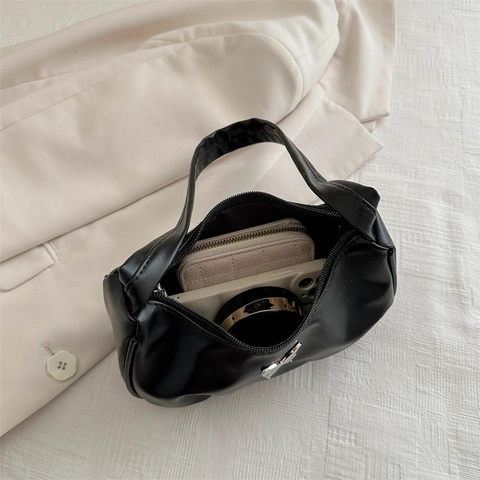Schmetterling Geraffte Hobo-Tasche PU Leder Halbmond Unterarm Schultertasche Für Damen Trendy Y2K Stil Falten Design